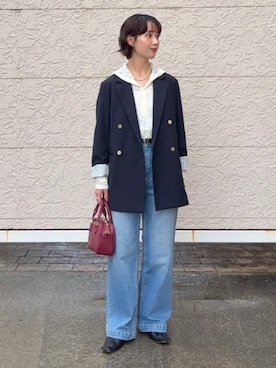 「アイテム（ファッション雑貨）」を使った、久米さん（レディース・153cm）の秋コーディネート