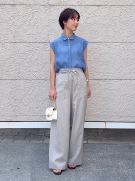 「アイテム（ボディバッグ/ウエストポーチ）」を使った、久米さん（レディース・153cm）の夏コーディネート