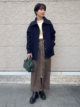 「ボストンバッグ」｜「アイテム（その他アウター）」を使った、久米さん（レディース・153cm）の秋コーディネート
