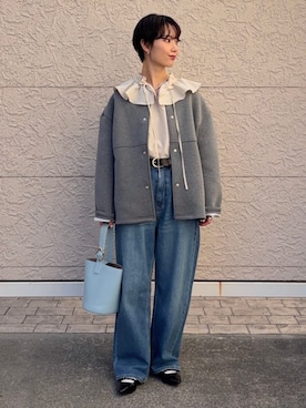 「SHIPS Colors（シップス カラーズ）のSHIPS Colors: ベーシック レザー ベルト7◇（ベルト、ブラウン系）」を使った、久米さん（レディース・153cm）の春コーディネート