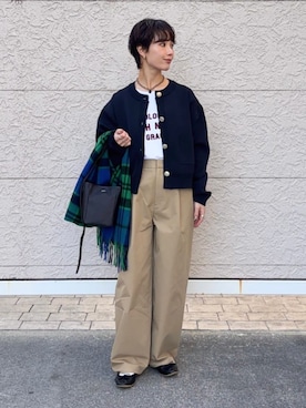 「アイテム（チノパンツ）」を使った、久米さん（レディース・153cm）の冬コーディネート