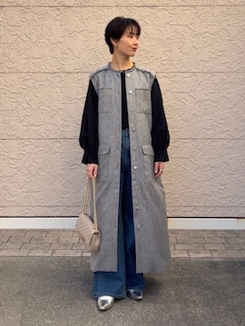 「SHIPS Colors（シップス カラーズ）のSHIPS Colors:キルティング チェーン バッグ◇（ショルダーバッグ、ベージュ系）」を使った、久米さん（レディース・153cm）の冬コーディネート