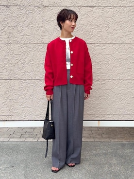 「アイテム（アクセサリー）」を使った、久米さん（レディース・153cm）の秋コーディネート