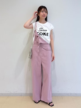 「旅行コーデ」｜「アイテム（オールインワン・サロペット）」を使った、yukm22さん（レディース・163cm）の夏コーディネート
