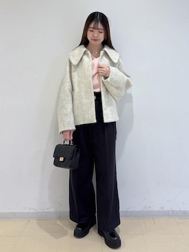 「ニット/セーター」｜「アイテム（ジャケット/アウター）」を使った、yukm22さん（レディース・163cm）の冬コーディネート