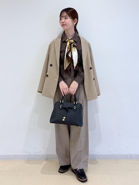 「アイテム（バンダナ/スカーフ）」を使った、yukm22さん（レディース・163cm）の秋コーディネート