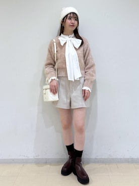 「ニット/セーター」｜「アイテム（帽子）」を使った、yukm22さん（レディース・163cm）の冬コーディネート