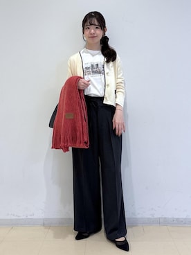「VIS（ビス）の【180℃美人見え】ハンドルリボンワンショルダーバッグ（ショルダーバッグ、ブラック系）」を使った、yukm22さん（レディース）の秋コーディネート
