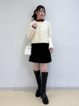 「アイテム（ヘアアクセサリー）」を使った、yukm22さん（レディース・163cm）の冬コーディネート