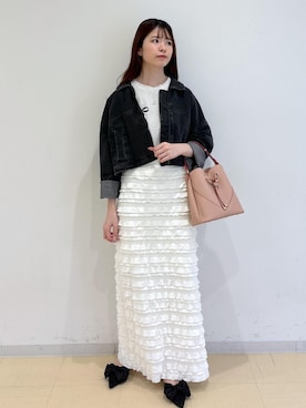 「Tシャツ/カットソー」｜「アイテム（デニムジャケット）」を使った、yukm22さん（レディース・163cm）の夏コーディネート