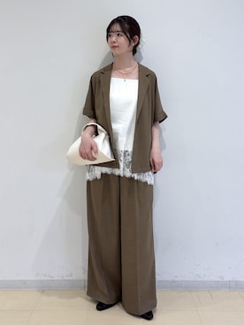 「VIS（ビス）のシフォンバンスヘアクリップ（バレッタ/ヘアクリップ、ホワイト系）」を使った、yukm22さん（レディース）の春コーディネート