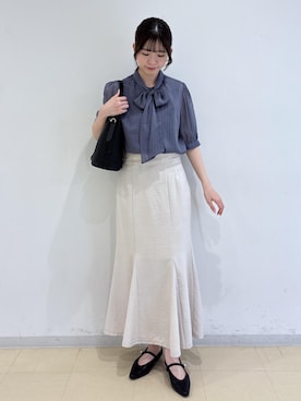 「VIS（ビス）のフラワーカットショルダーバッグ/2WAY（ショルダーバッグ、ブラック系）」を使った、yukm22さん（レディース）の春コーディネート