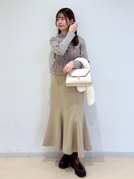 「アイテム（ネックウォーマー/スヌード）」を使った、yukm22さん（レディース・163cm）の秋コーディネート