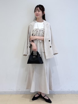 「Juze（ジュゼ）のパールメリージェーンパンプス/バブーシュ（パンプス、ブラック系）」を使った、yukm22さん（レディース）の春コーディネート