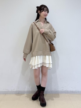「VIS（ビス）のひねり金具ワンハンドルミニショルダーバッグ/2WAY,WEB限定カラーあり（ショルダーバッグ、イエロー系）」を使った、yukm22さん（レディース）の秋コーディネート
