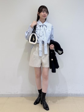 「VIS（ビス）の美easyウーリッシュダブルジャケット/WEB限定カラー・セットアップ対応（テーラードジャケット、ブルー系）」を使った、yukm22さん（レディース）の秋コーディネート