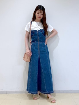 「Tシャツ/カットソー」｜「アイテム（ワンピース/ドレス）」を使った、yukm22さん（レディース・163cm）の夏コーディネート