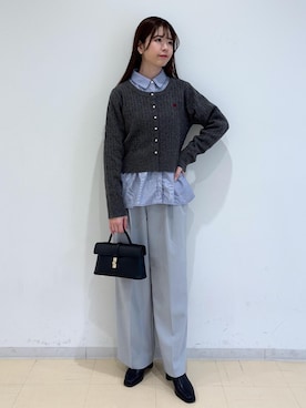 「VIS（ビス）のワンポイント胸刺繍ケーブルカーディガン（カーディガン/ボレロ）」を使った、yukm22さん（レディース・163cm）の冬コーディネート