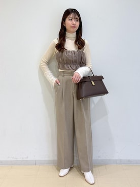 「VIS（ビス）の袖フェザーシアータートルニット（ニット/セーター）」を使った、yukm22さん（レディース・163cm）の秋コーディネート