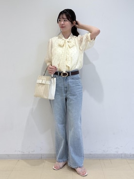 「Juze（ジュゼ）のラインストーンサンダル/2WAY（サンダル、ホワイト系）」を使った、yukm22さん（レディース）の夏コーディネート