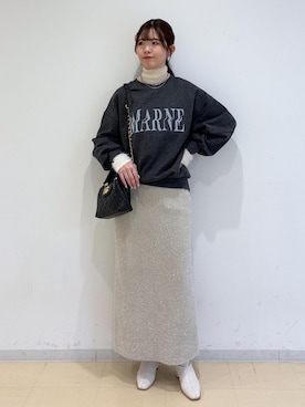「ブルべ夏」｜「アイテム（スウェット）」を使った、yukm22さん（レディース・163cm）の冬コーディネート