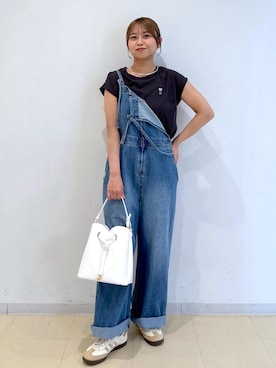 「パンツスタイル」｜「アイテム（オールインワン・サロペット）」を使った、コウさん（レディース・153cm）の夏コーディネート