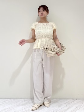 「VIS（ビス）の【新色追加】美easyリネンライクワイドパンツ/イージーケア・接触冷感・セットアップ対応（その他パンツ）」を使った、コウさん（レディース・152cm）の夏コーディネート