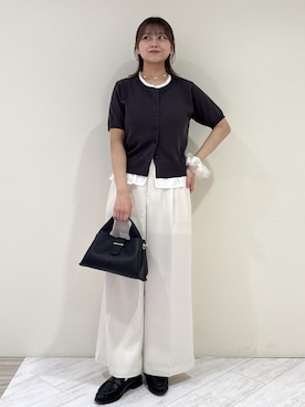 「Juze（ジュゼ）のギャザーローファー（ローファー、ブラック系）」を使った、コウさん（レディース・153cm）の春コーディネート