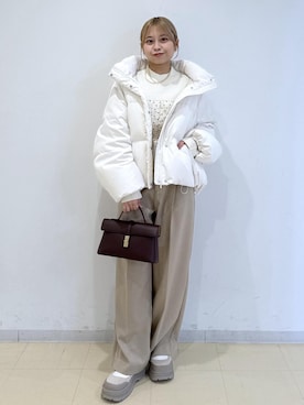 「アイテム（スラックス）」を使った、コウさん（レディース・153cm）の冬コーディネート