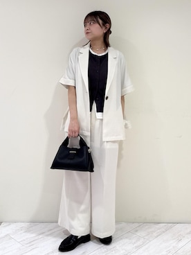 「Juze（ジュゼ）のギャザーローファー（ローファー、ブラック系）」を使った、コウさん（レディース・153cm）の春コーディネート
