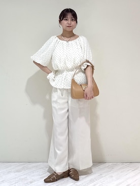 「VIS（ビス）の【180℃美人見え】ハンドルリボンワンショルダーバッグ/新色追加（ショルダーバッグ、イエロー系）」を使った、コウさん（レディース・153cm）の夏コーディネート