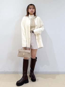 「アイテム（ノーカラージャケット）」を使った、コウさん（レディース・153cm）の秋コーディネート