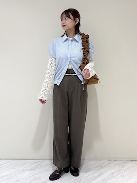 「VIS（ビス）の10mm幅ナローベルト（ベルト、ホワイト系）」を使った、コウさん（レディース・153cm）の夏コーディネート