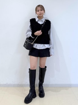 「アイテム（ベスト）」を使った、コウさん（レディース・153cm）の秋コーディネート