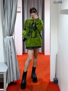 「3.3 Field Trip （3.3フィールドトリップ）の3.3 Field Trip／プリーツデニムスカート 2977561（デニムスカート）」を使った、ﾕｷﾉさん（レディース・158cm）の秋コーディネート