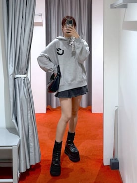 「3.3 Field Trip （3.3フィールドトリップ）の3.3 Field Trip／プリーツデニムスカート 2977561（デニムスカート）」を使った、ﾕｷﾉさん（レディース・158cm）の秋コーディネート