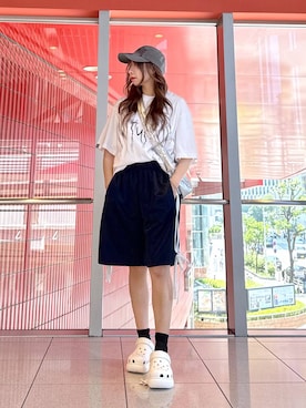 「NOT4NERD（ノットフォーナード）のアイテム（帽子）」を使った、ﾕｷﾉさん（レディース・158cm）の夏コーディネート