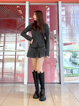 「3.3 Field Trip （3.3フィールドトリップ）の3.3 Field Trip／プリーツデニムスカート 2977561（デニムスカート）」を使った、ﾕｷﾉさん（レディース・158cm）の秋コーディネート