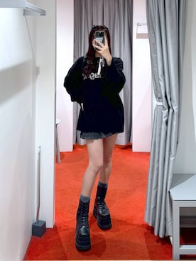 「3.3 Field Trip （3.3フィールドトリップ）の3.3 Field Trip／プリーツデニムスカート 2977561（デニムスカート）」を使った、ﾕｷﾉさん（レディース・158cm）の秋コーディネート