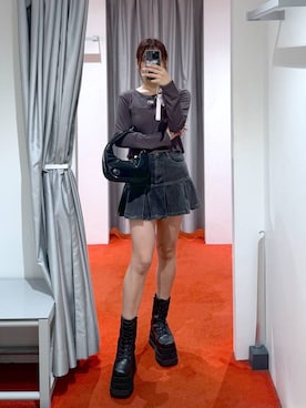 「3.3 Field Trip （3.3フィールドトリップ）の3.3 Field Trip／プリーツデニムスカート 2977561（デニムスカート）」を使った、ﾕｷﾉさん（レディース・158cm）の秋コーディネート