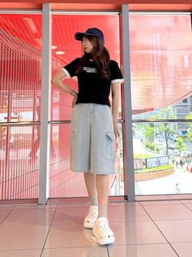 「LMCのアイテム（帽子）」を使った、ﾕｷﾉさん（レディース・158cm）の夏コーディネート