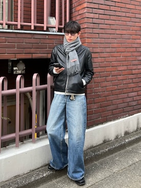 「アイテム（ライダースジャケット）」を使った、keita_earthさん（メンズ・176cm）の秋コーディネート