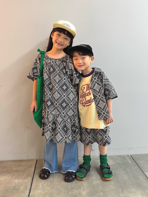 セール】【KIDS】アフリカンバティック柄開襟シャツ（シャツ/ブラウス