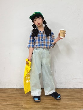 「アイテム（キャップ）」を使った、おひなさん（キッズ・130cm）の春コーディネート