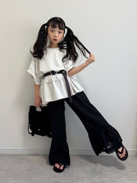 「CIAOPANIC TYPY（チャオパニックティピー）のアイテム（パンツ）」を使った、おひなさん（キッズ・130cm）の夏コーディネート