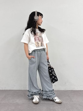 「CIAOPANIC TYPY（チャオパニックティピー）の【KIDS】アソートヴィンテージフォトスラブTEE / 親子おそろい対応（Tシャツ/カットソー、ホワイト系）」を使った、おひなさん（キッズ・130cm）の春コーディネート