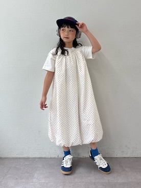 「CIAOPANIC TYPY（チャオパニックティピー）の【KIDS】アソートヴィンテージフォトスラブTEE / 親子おそろい対応（Tシャツ/カットソー、ホワイト系）」を使った、おひなさん（キッズ・130cm）の夏コーディネート
