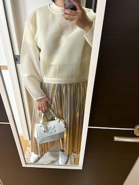 「niko and...（ニコアンド）のアイテム（スカート、ゴールド系）」を使った、Kurutukiさん（レディース・158cm）の夏コーディネート