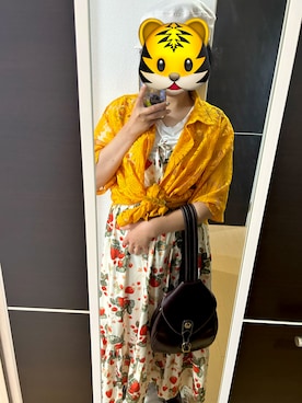 「SHEINのアイテム（ジャンパースカート、ホワイト系）」を使った、Kurutukiさん（レディース・158cm）の夏コーディネート