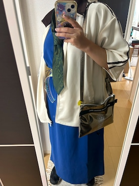 「Refurbish（リファービッシュ）の【Refurbish】ハーフスリーブポンチトラックジャケット（ジャージ、ホワイト系）」を使った、Kurutukiさん（レディース・158cm）の夏コーディネート